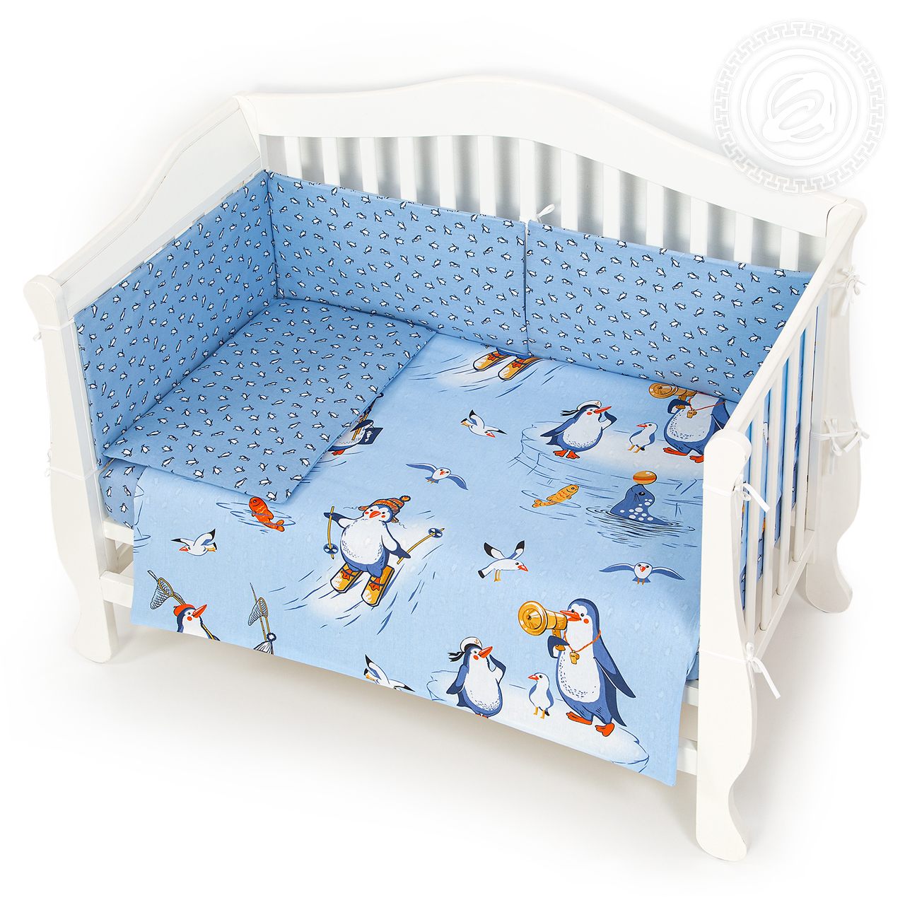 

Набор для новорожденных в кроватку АРТПОСТЕЛЬ Пингвиния, Голубой, ННБ.001.011