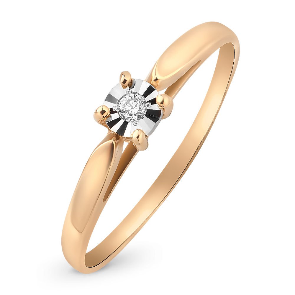 

Кольцо женское из желтого золота с бриллиантом 585Gold 101011678, р, 101011678