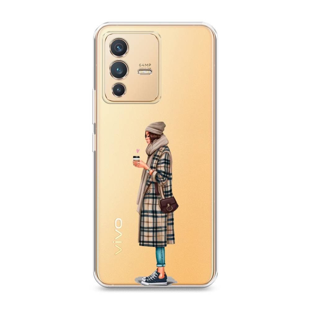 

Чехол на Vivo V23 "Утренний кофе", Коричневый;бежевый, 266050-6