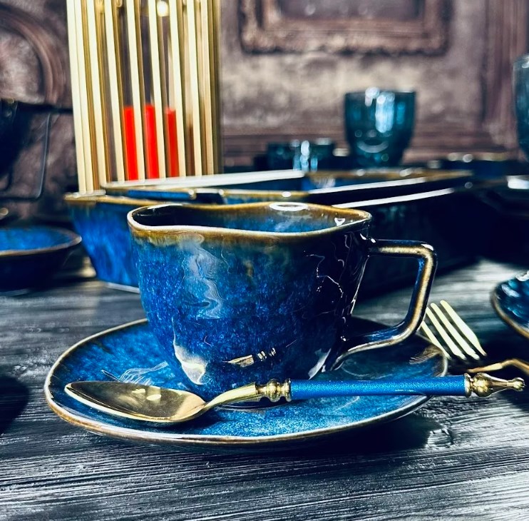 

Чайный набор на 6 персон Lenardi 133-292 AQUAMARINE 240мл, Синий