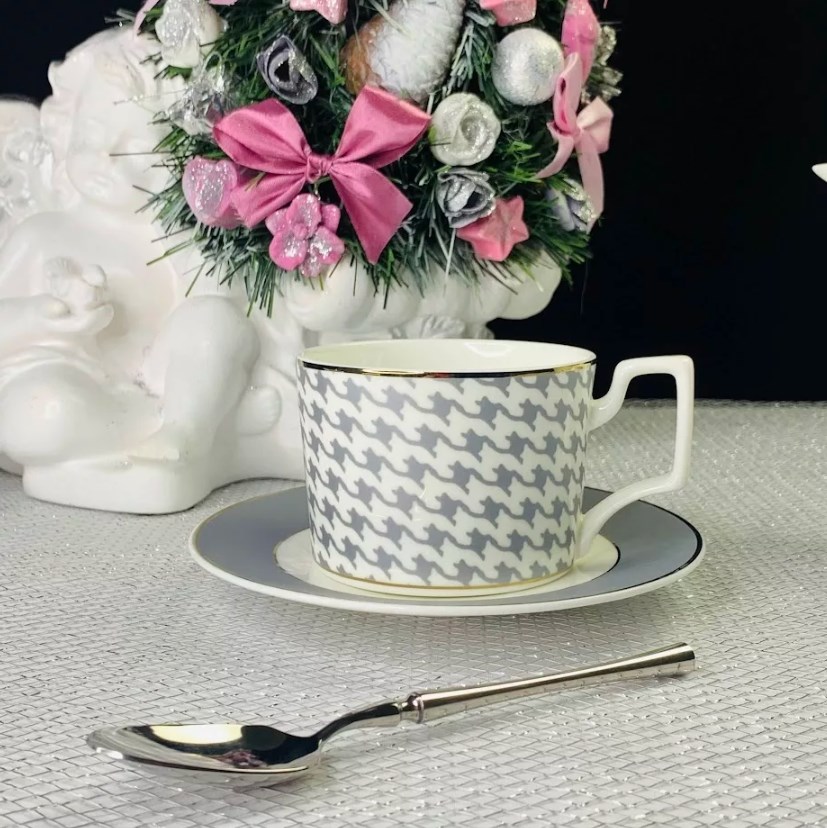 

Чайный набор на 6 персон Lenardi 145-401, 250 мл EARL GREY Костяной фарфор, Серый