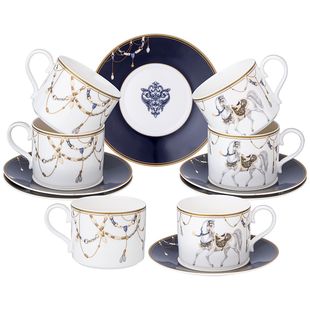 

Чайный набор Lefard 590-581 horse club на 6 персон 300 мл, Синий