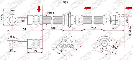 

Шланг Тормозной Перед (Таиланд) Nissan Teana 08- Lh (левый) Sat арт. ST-46211-JN20B