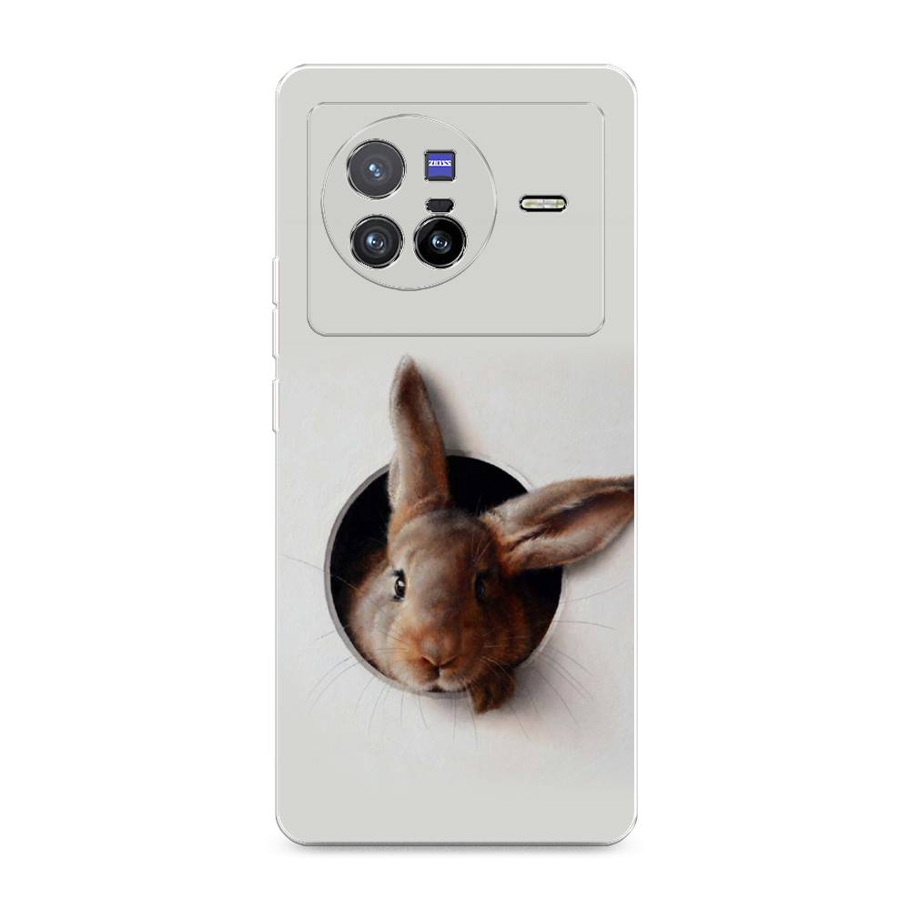 

Чехол на Vivo X80 "Любопытный кролик", Серый;коричневый, 266550-1