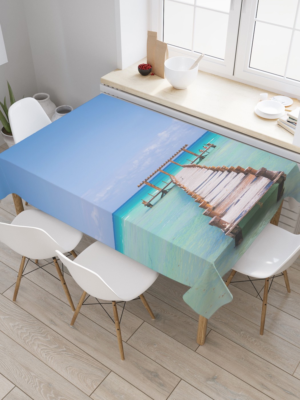 

Скатерть прямоугольная JoyArty "Причал на пустынном берегу" из сатена, 120x145 см, Розовый, Причал на пустынном берегу