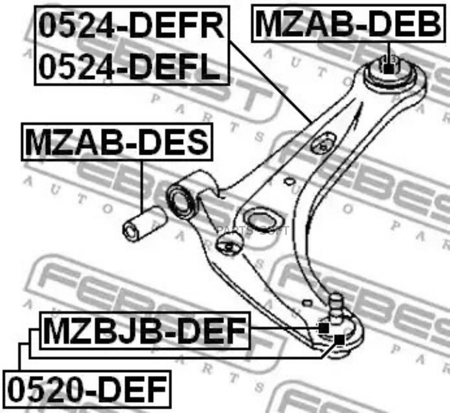 

FEBEST С-б.пер.рычага MAZDA 2 DE 2007-2014 FEBEST MZAB-DES
