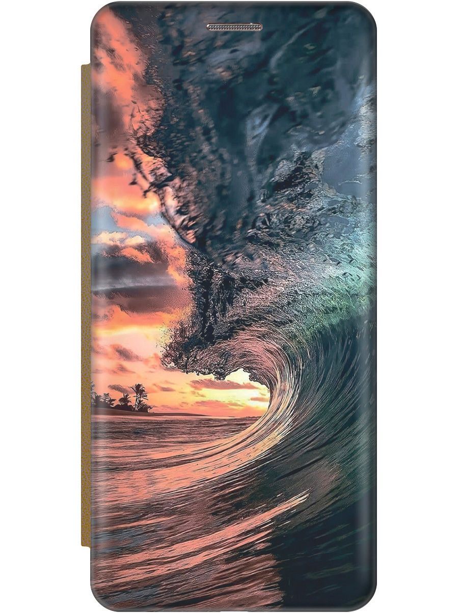 

Чехол-книжка на Samsung Galaxy A12/M12 "Волна на закате" золотистый, Оранжевый;синий, 9447