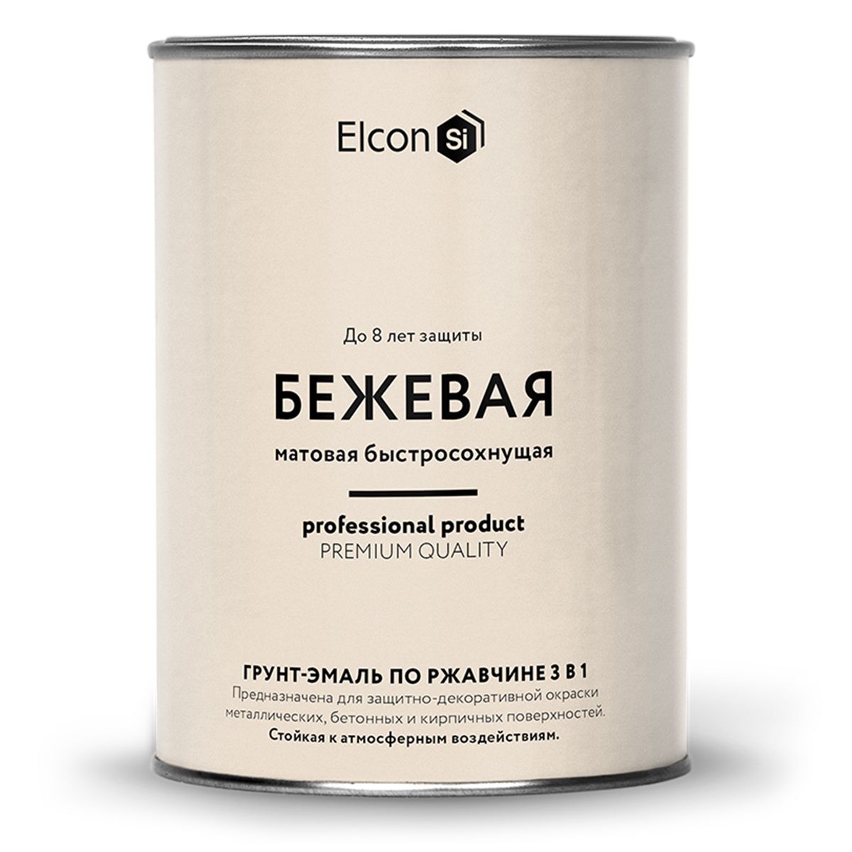 Грунт-эмаль Elcon по ржавчине, матовая, 3 в 1, бежевая, 800 г