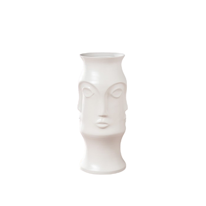 фото Ваза керамическая "лицо", напольная, белая матовая, 42 см керамика ручной работы