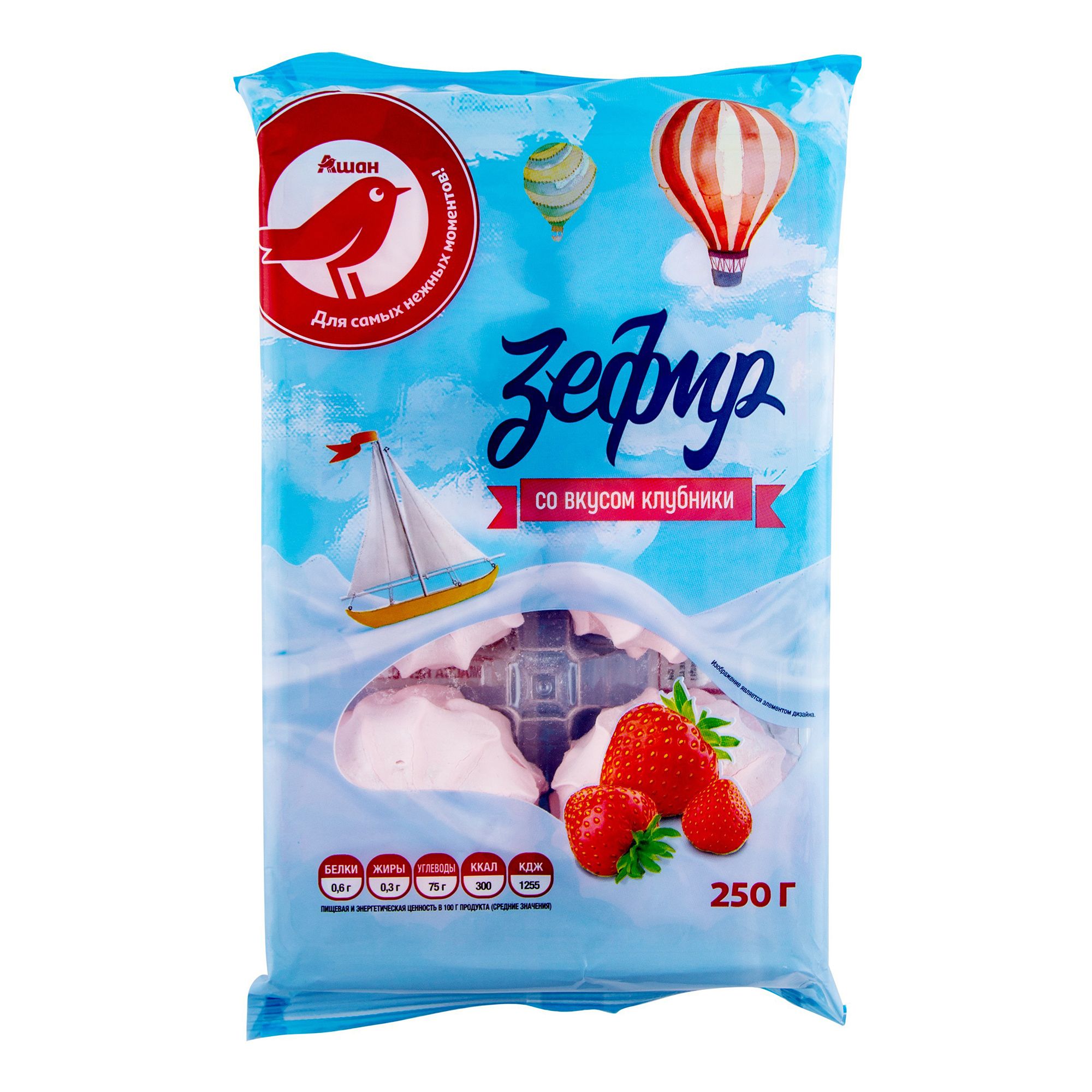 Зефир АШАН Красная птица клубничный, 250 г