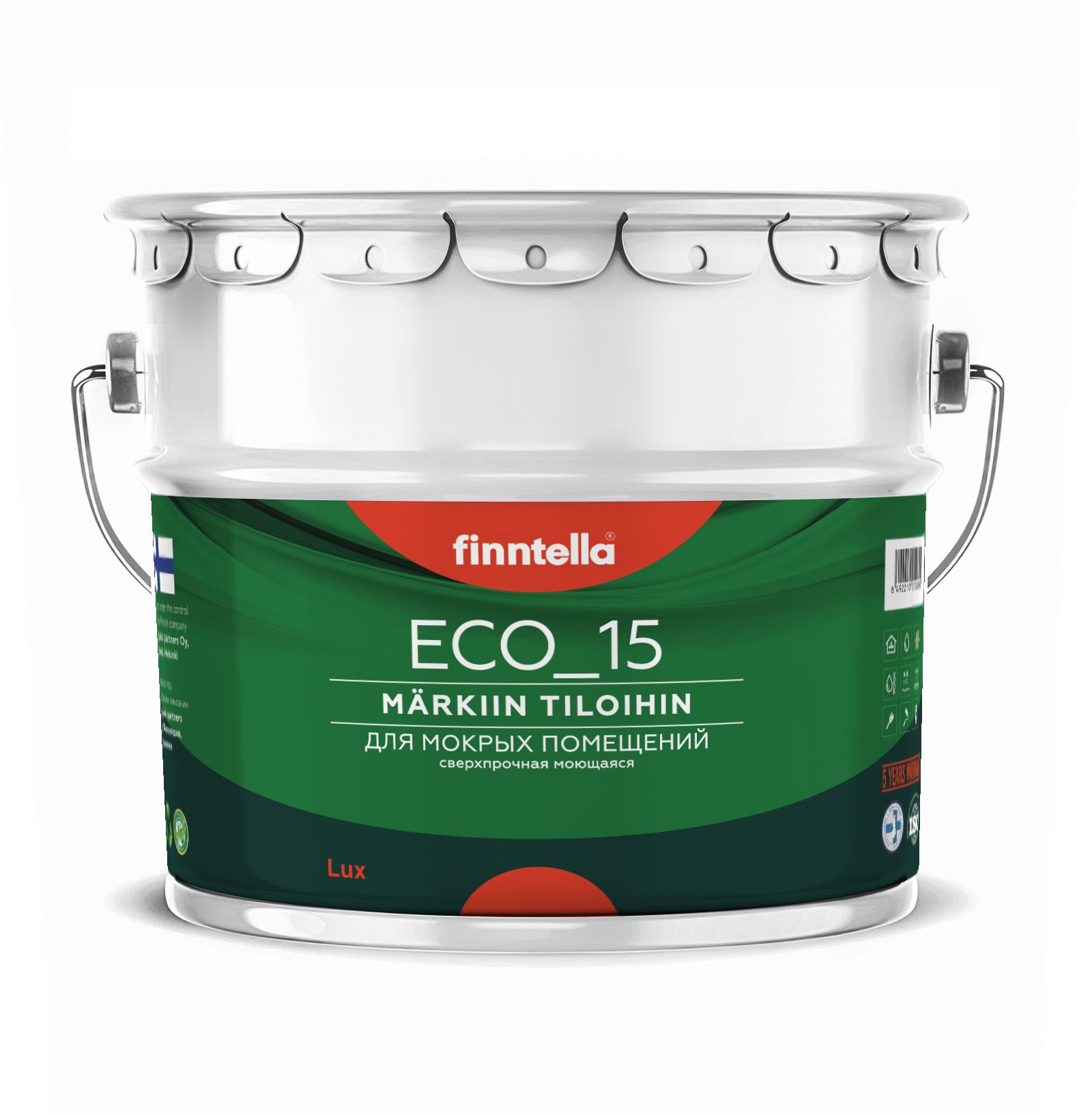 

Специализированная краска для кухонь и ванных комнат FINNTELLA ECO_15 с полиуретаном, моющ, Красный;белый, ECO_15 NCS приглушенные