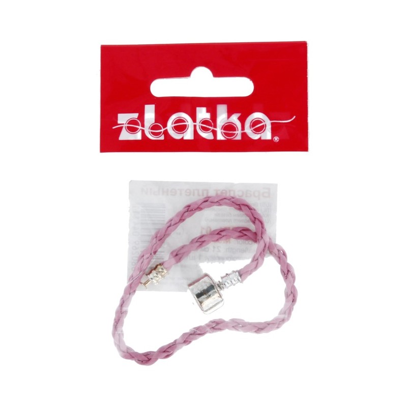 

Браслет плетеный Zlatka 21 см №04 розовые