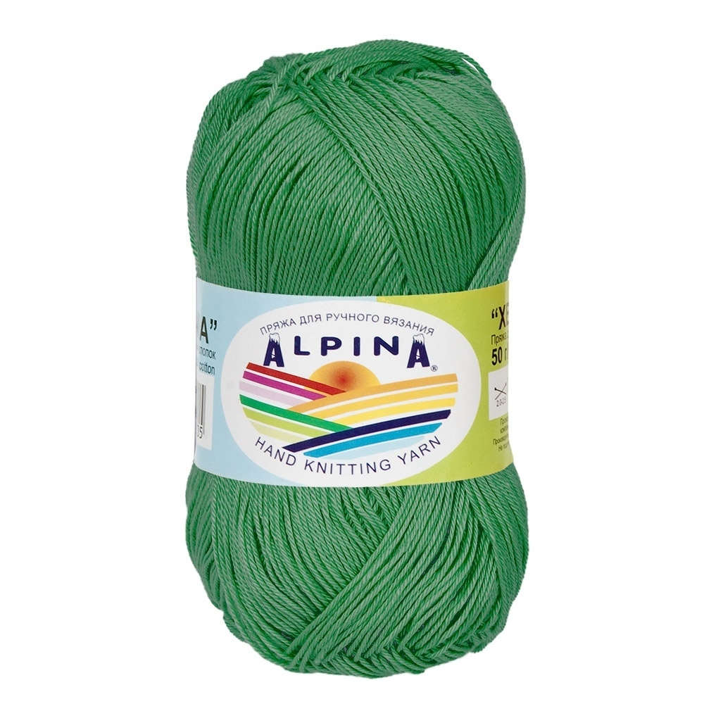 фото Набор пряжи alpina xenia, 100% мерсеризованный хлопок, 10*50 г, 240 м+-10 м, №562, зеленый