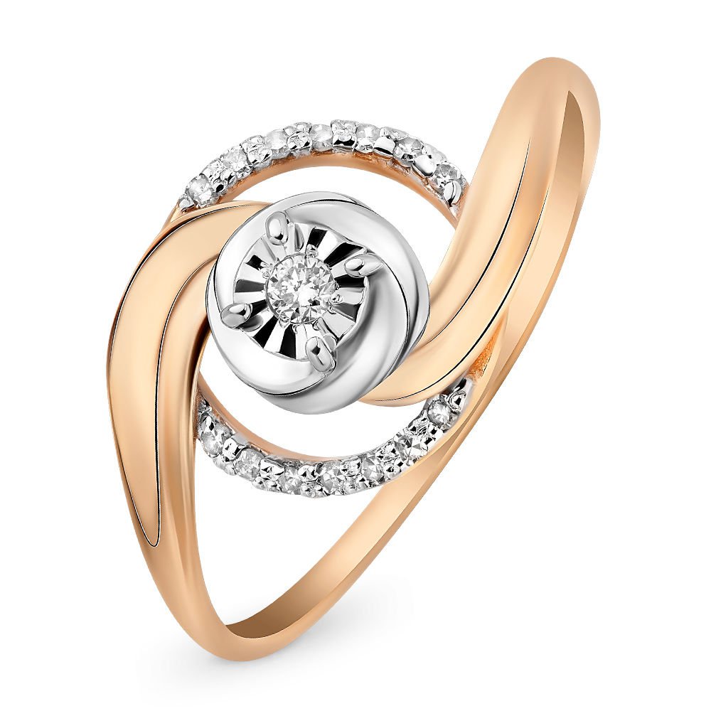 

Кольцо женское из красного золота с бриллиантом 585Gold 101001830, р, 101001830