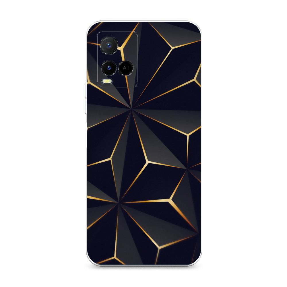 

Чехол на Vivo Y21e "Черные полигоны", Золотистый;черный, 266350-3