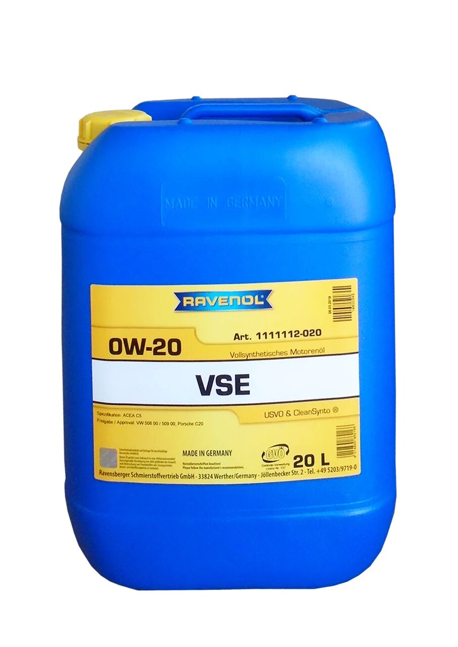 фото Моторное масло ravenol vse sae 0w-20 20л