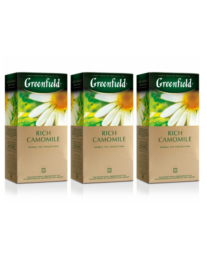 фото Чай травяной greenfield camomile meadow, 3 упаковки по 25 пакетиков