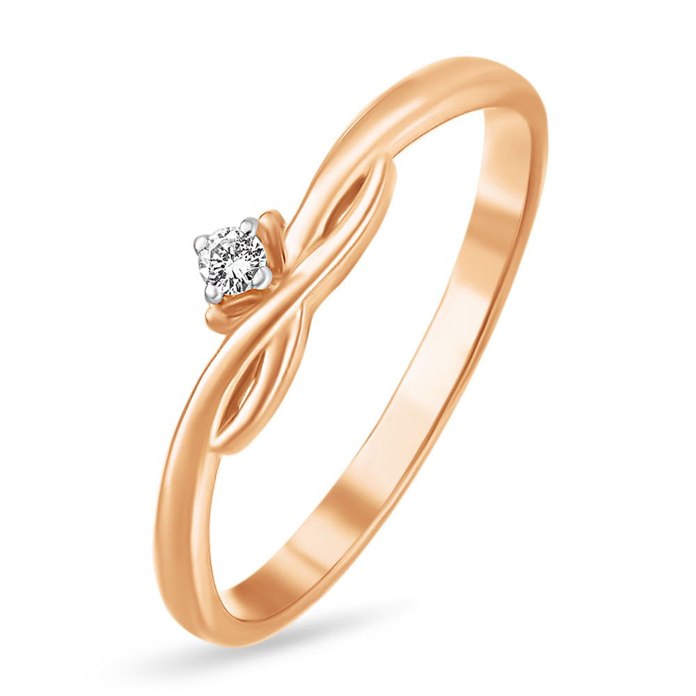 

Кольцо женское из красного золота с бриллиантом 585Gold 101001352, р, 101001352