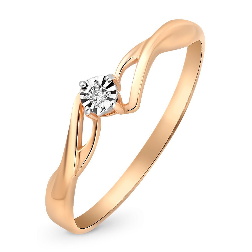 

Кольцо женское из красного золота с бриллиантом 585Gold 101001823, р, 101001823