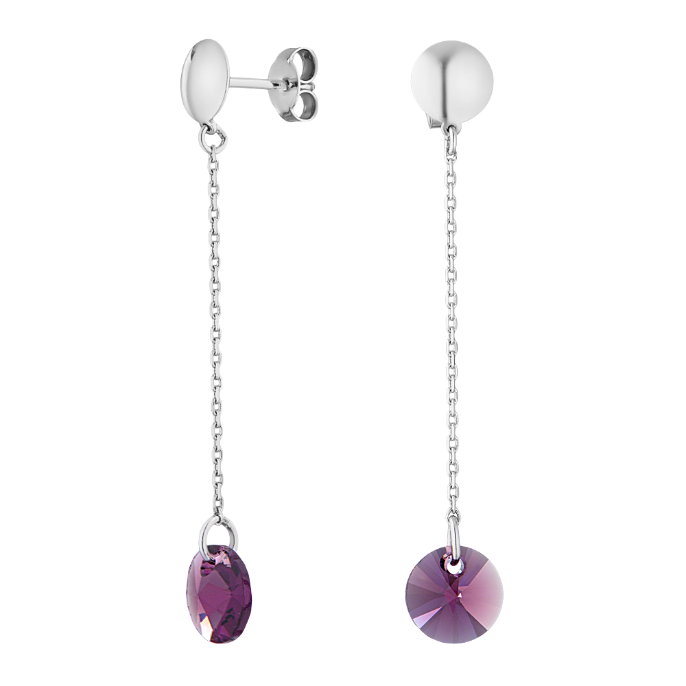 

Серьги подвески из серебра ЮВЕЛИР КАРАТ 2129425/9, стразы, 2129425/9