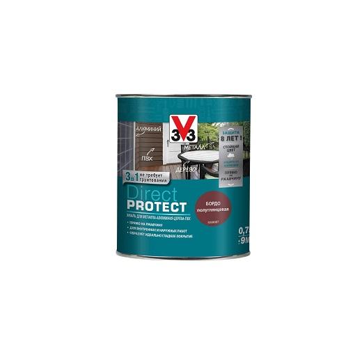 

Эмаль 3V3 Direct PROTECT универсальная бордо 0,75 л, Красный