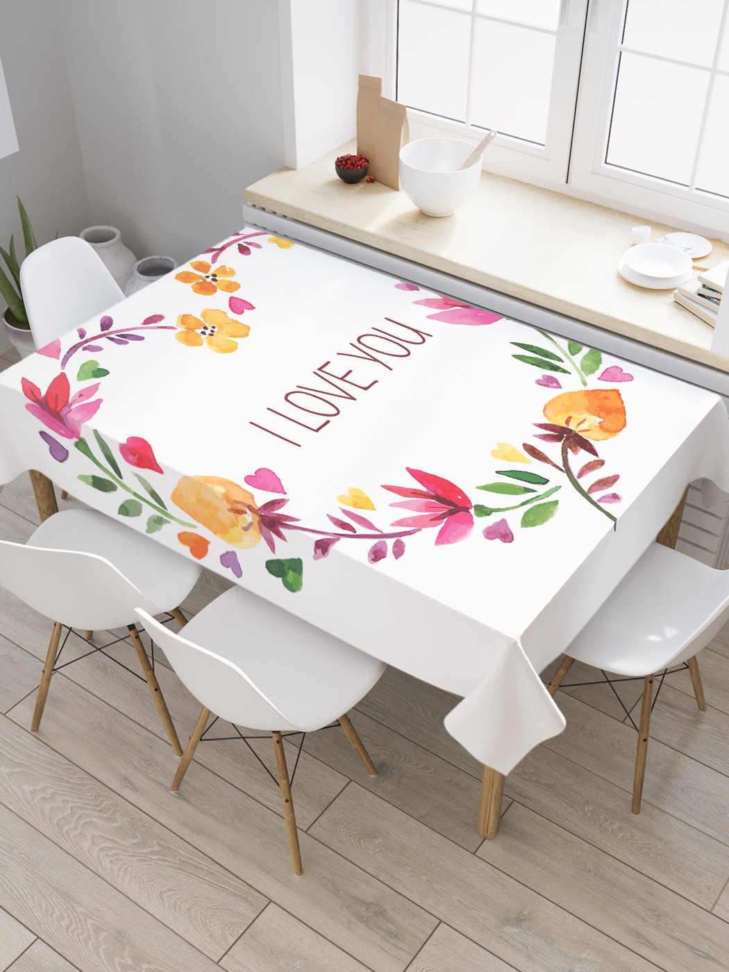 

Скатерть прямоугольная JoyArty "Цветочное сердце" из сатена, 120x145 см, Черный, Цветочное сердце