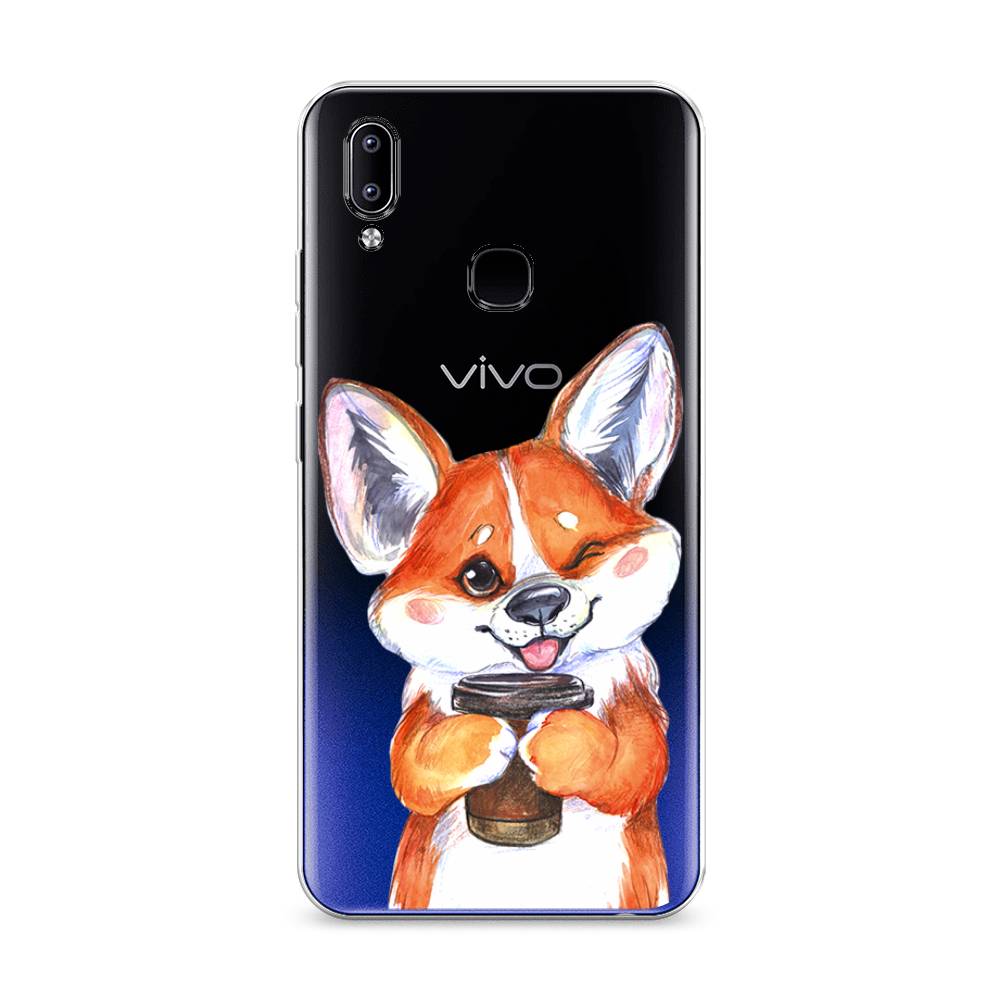

Чехол на Vivo Y93 "Корги с кофе", Оранжевый;белый, 263950-4