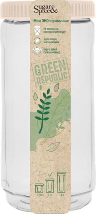 Банка для сыпучих продуктов Bloker Green Republic 1,1л лён