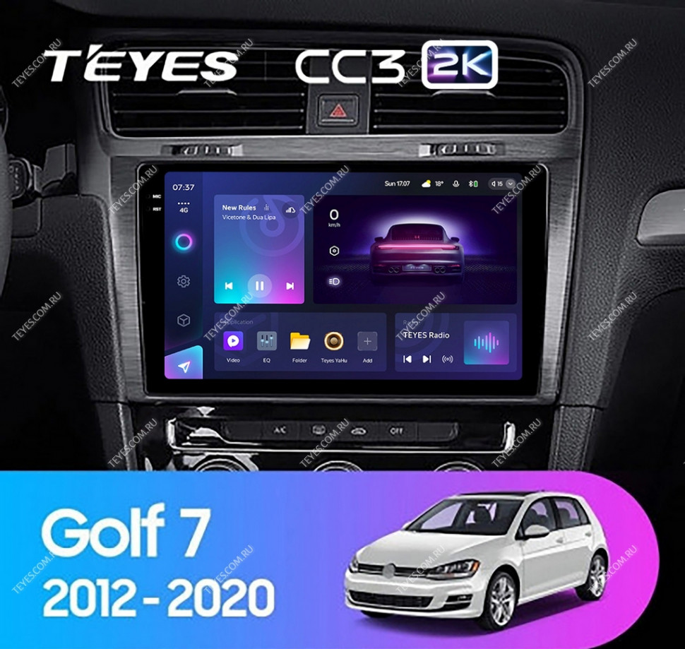 Автомобильная магнитола Teyes CC3 2K 6/128 Volkswagen Golf 7 (2012-2020) F2 Тип-В