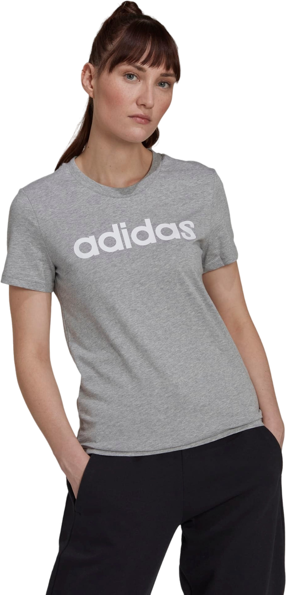 Футболка женская Adidas W LIN T серая S adidas серый