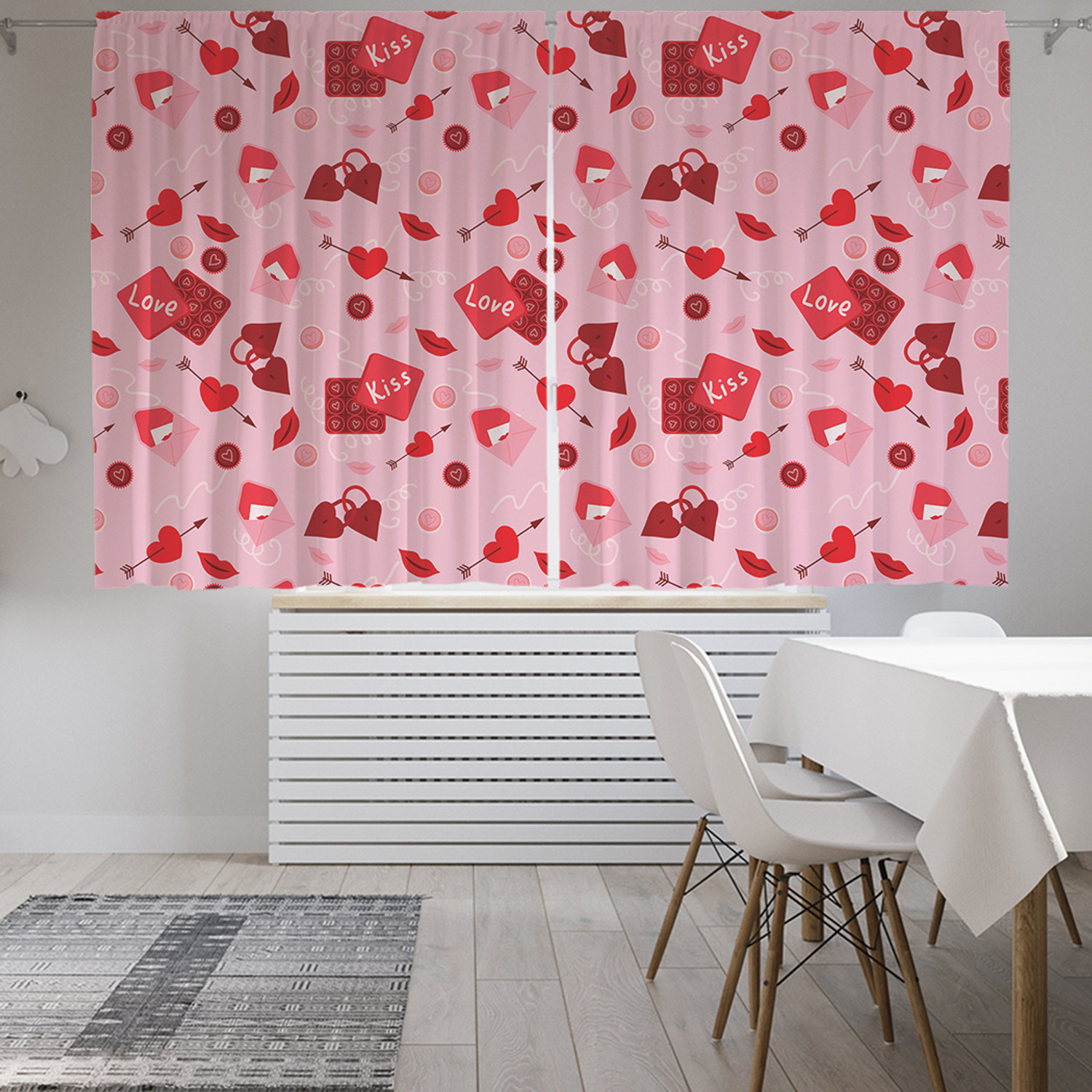 

Шторы фотошторы короткие JoyArty "Kiss love" 145х180 2 полотна сатен, Kiss love