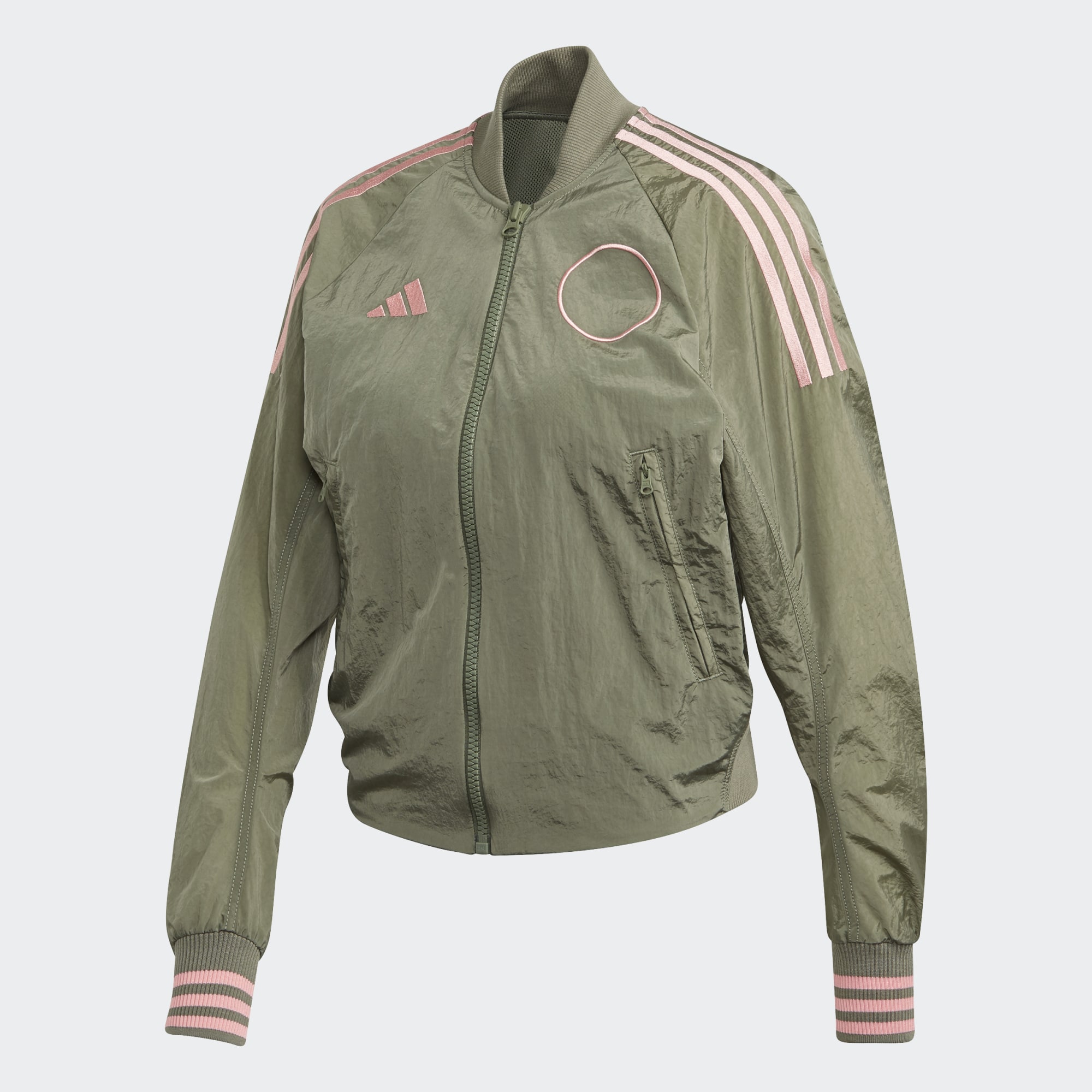 Бомбер женский FI6720 зеленый S Adidas. Цвет: зеленый