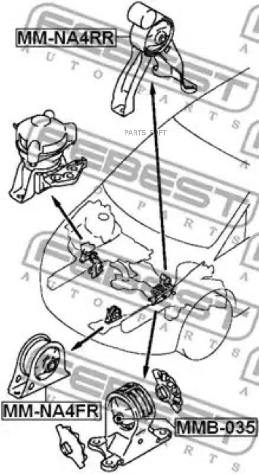 

FEBEST С-б.лев.подушки двигателя MITSUBISHI LANCER CS 2000-2009 FEBEST MMB-035