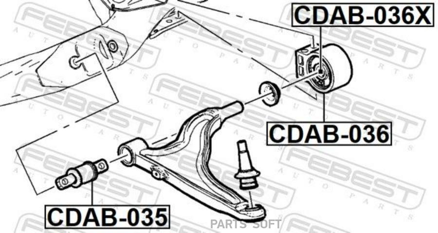 

FEBEST С-б.задний перед.нижнего рычага CADILLAC SRX 2010- [EU] FEBEST CDAB-036