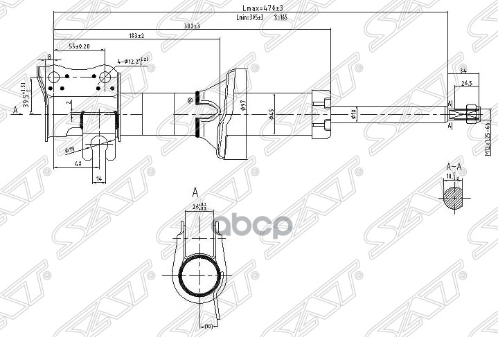 

Стойка Передняя Chevrolet/Daewoo Matiz/Spark 98-05 Rh (правый) Sat арт. ST-96316746