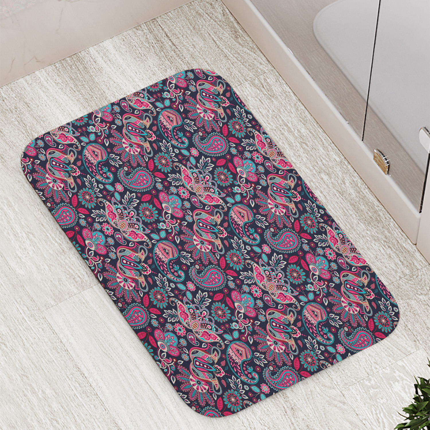 

Коврик JoyArty "Декоратив флористических пейсли" для ванной, сауны, бассейна, 77х52 см, Декоратив флористических пейсли