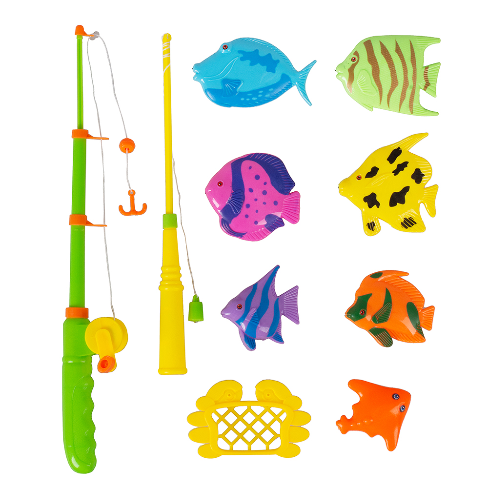 Игровой набор Tongde Магнитная рыбалка 2503K-1, 2 удочки, 8 фигурок морских обитателей