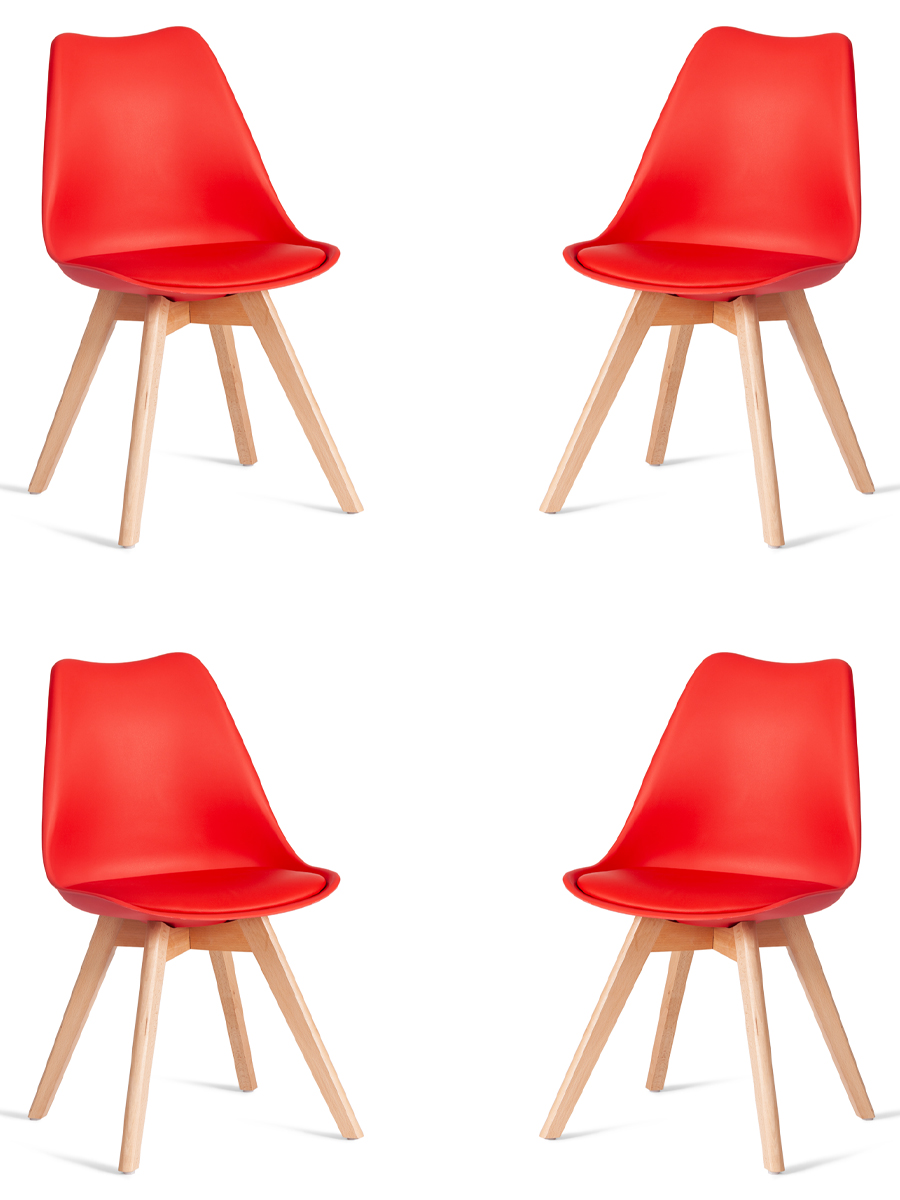 

Комплект стульев для кухни TetChair TULIP, 4шт. дерево, пластик, экокожа, красный, TULIP (mod. 73-1)