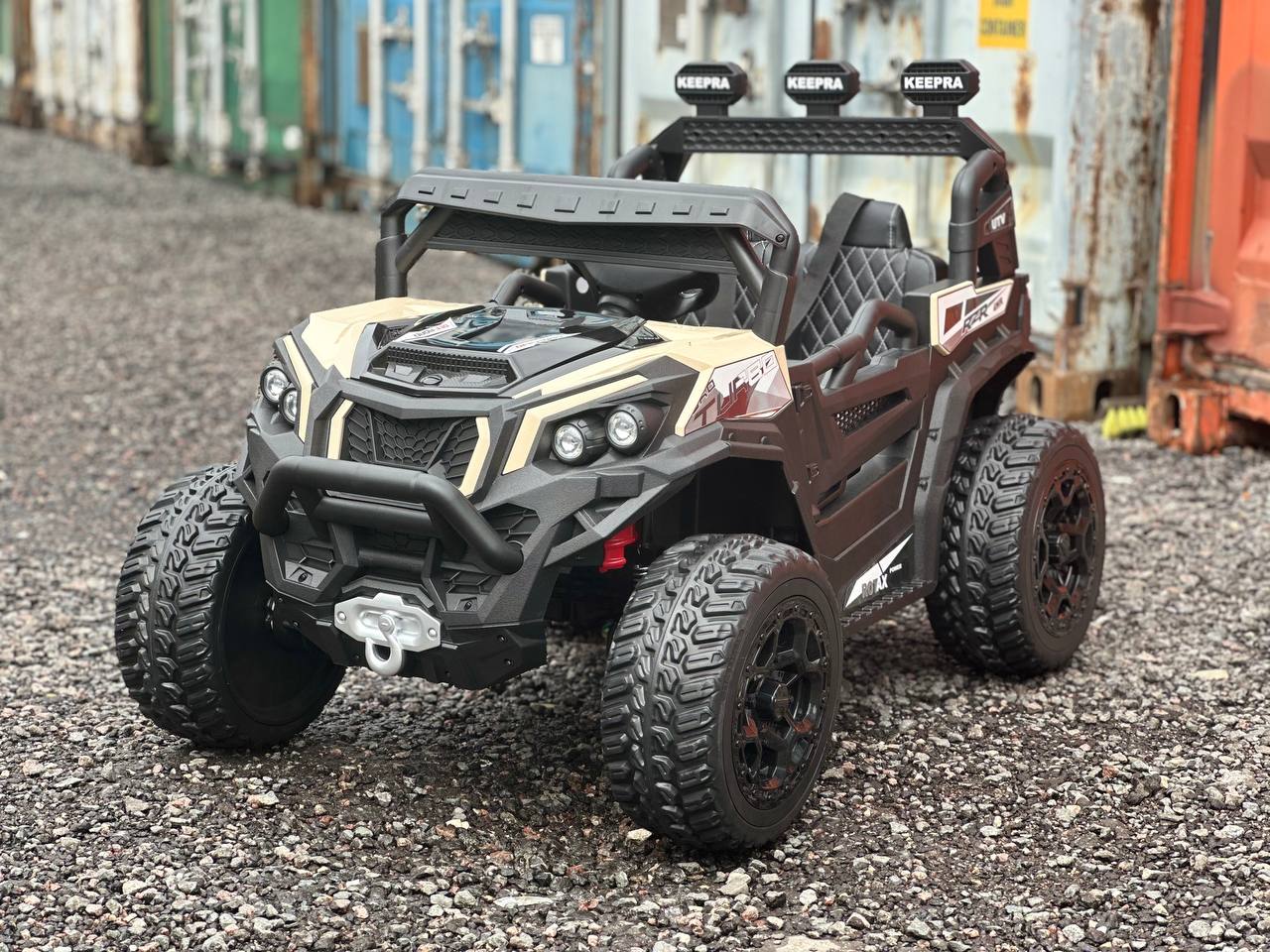 

Электромобиль детский ToyLand бежевый, Детский электромобиль HC301B, ПОЛНЫЙ ПРИВОД, EVA