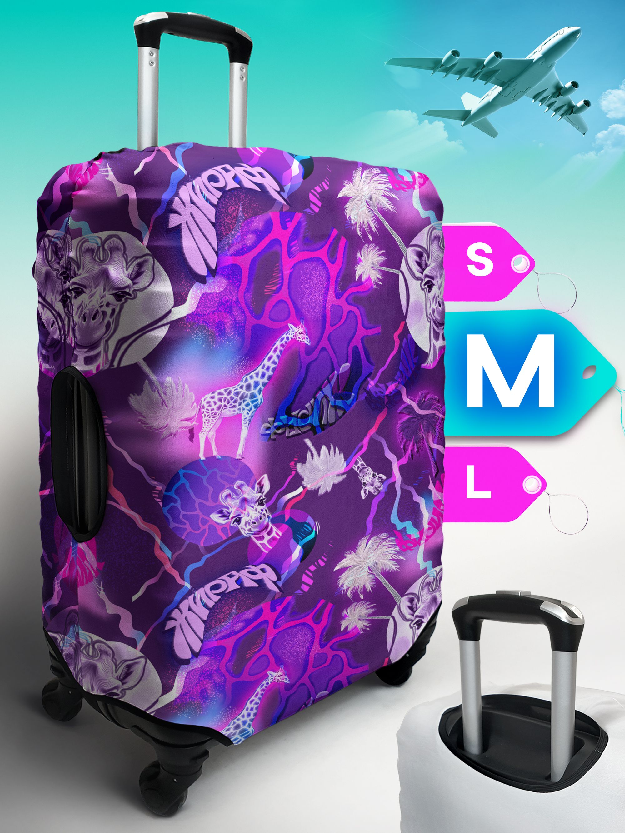 

Чехол для чемодана MARRENGO M_1234 жираф, M, Фиолетовый, M_1234