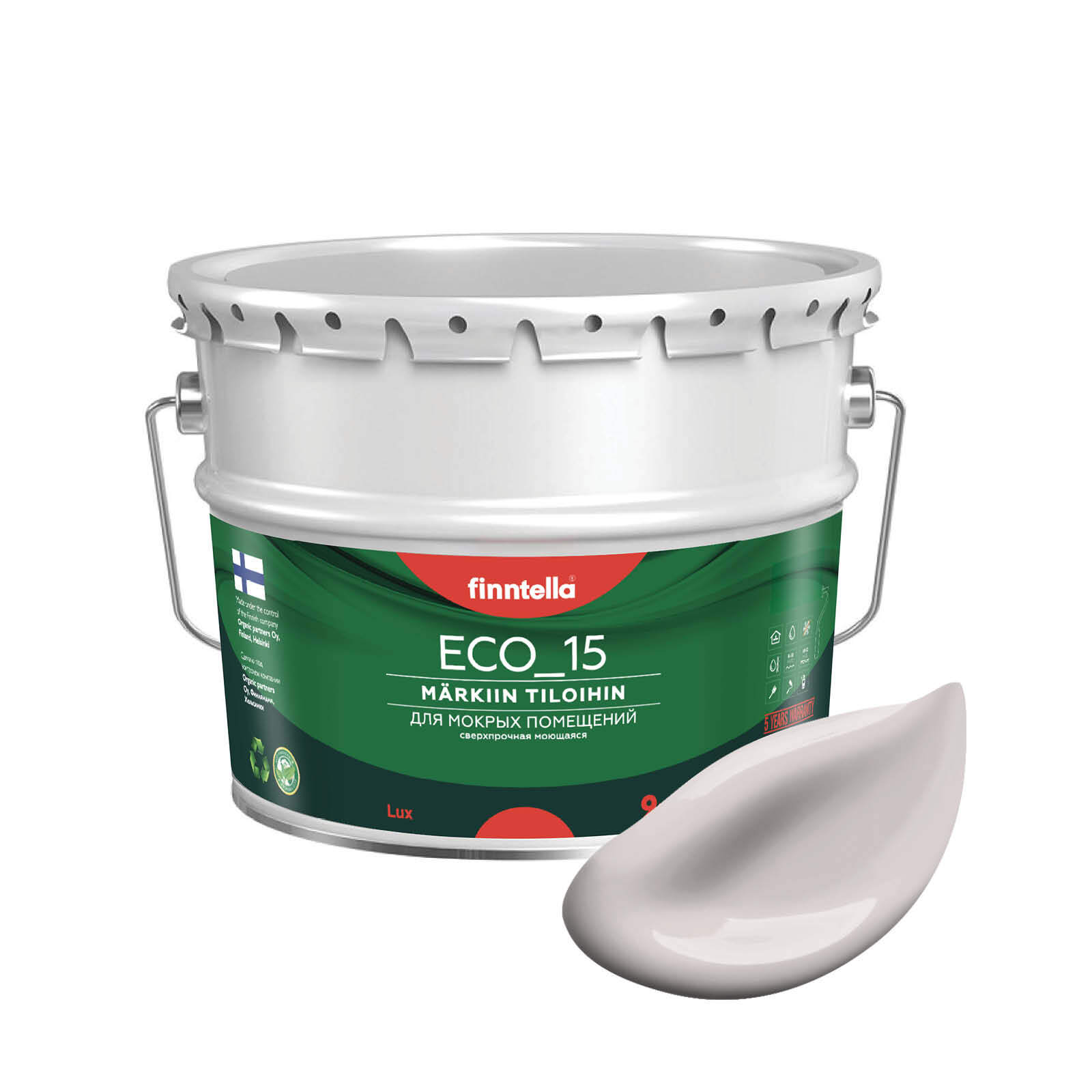 

Специализированная краска для кухонь и ванных комнат FINNTELLA ECO_15 с полиуретаном, моющ, Белый;серый;фиолетовый, интерьерная ECO_15 гладкая для ванных комнат и кухни
