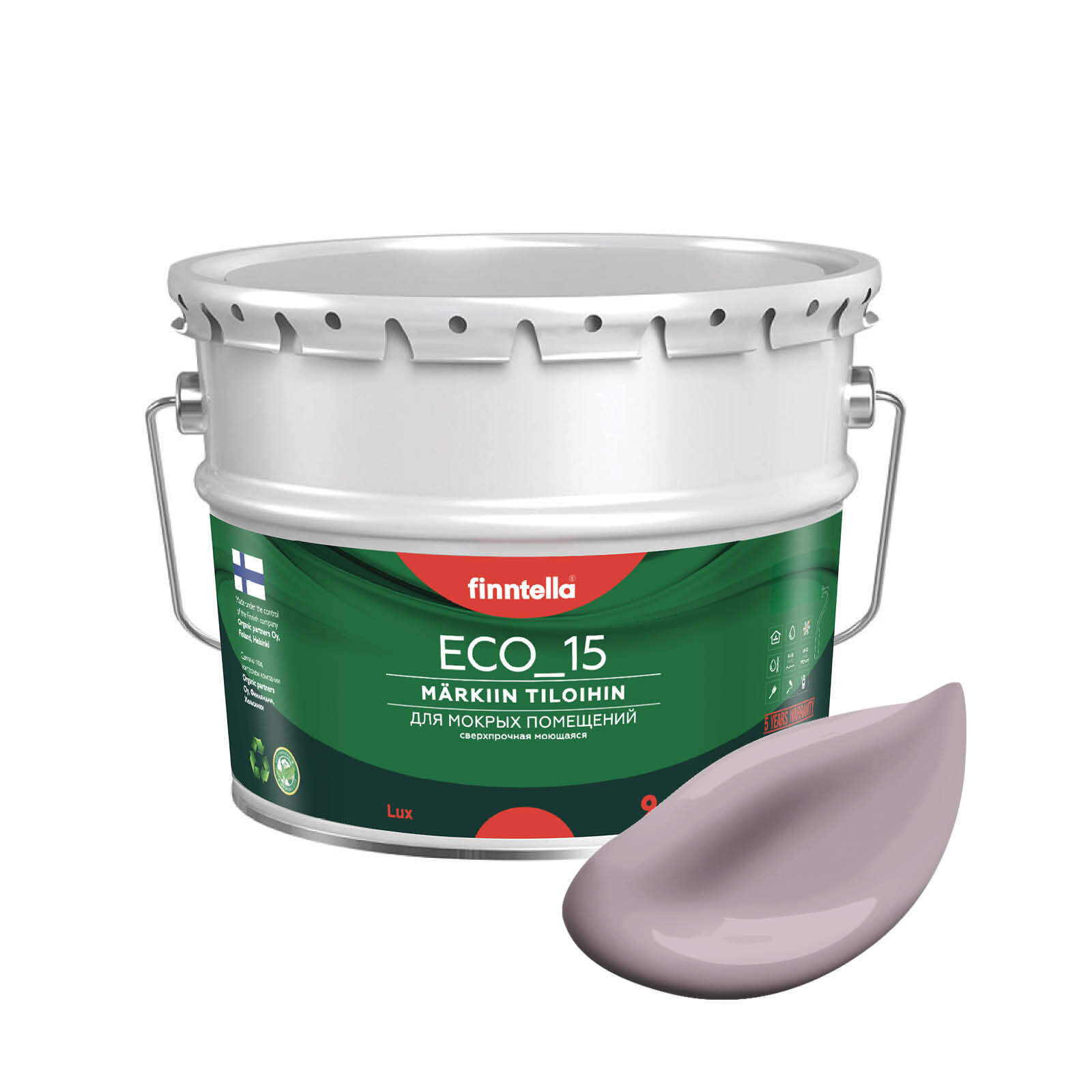 

Специализированная краска для кухонь и ванных комнат FINNTELLA ECO_15 с полиуретаном, моющ, Серый, интерьерная ECO_15 гладкая для ванных комнат и кухни
