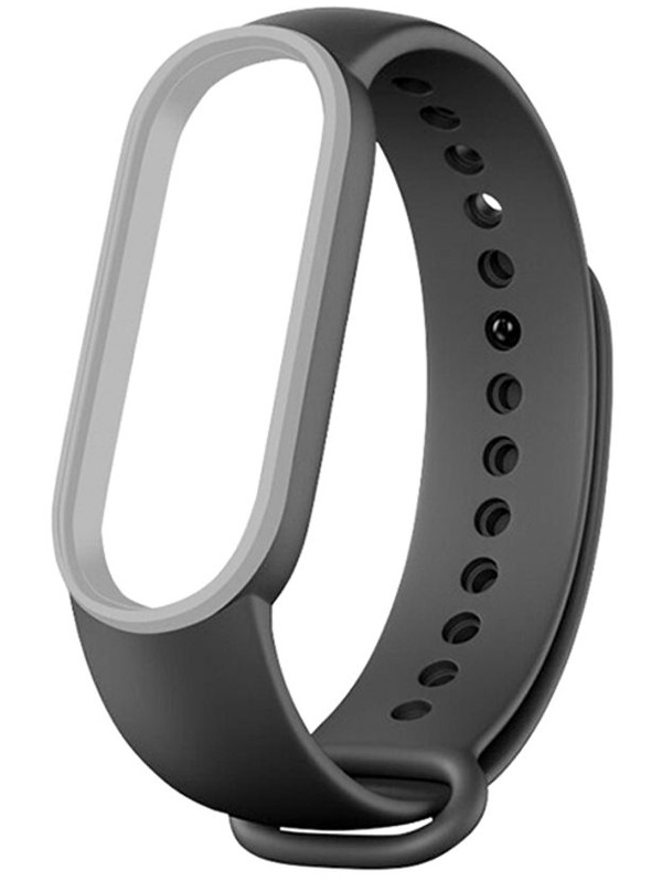 

Ремешок Zibelino для Mi Band 5/6 Silicone Black-Grey ZBS-XIMB5-BLK-G, Mi Band 5 / 6