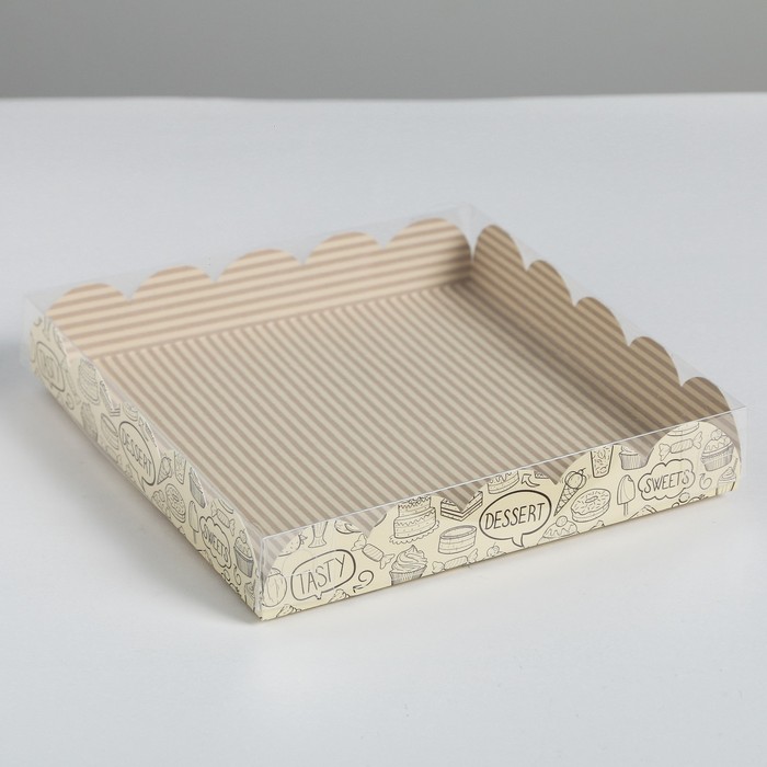 

Коробка для кондитерских изделий с PVC-крышкой Desert, 18 × 18 × 3 см, Коллекция упаковки "Сладости"