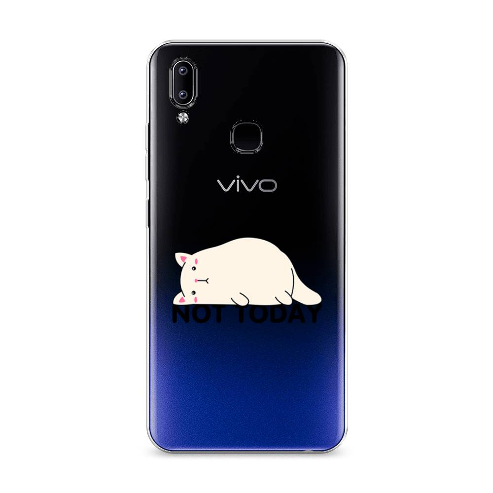 

Чехол на Vivo Y93 "Cat not today", Белый;розовый;черный, 263950-1