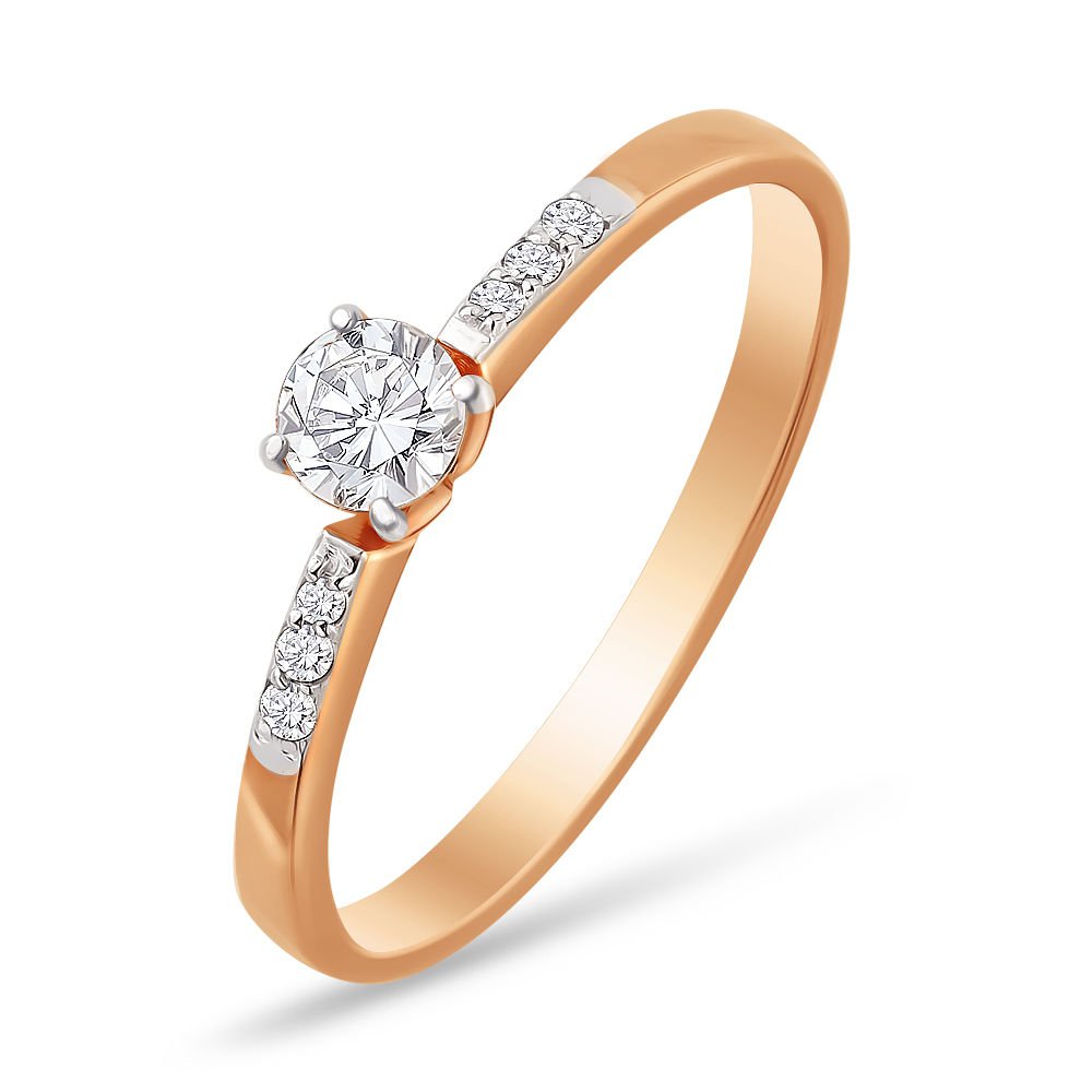 

Кольцо женское из красного золота с бриллиантом 585Gold 101001816, р, 101001816