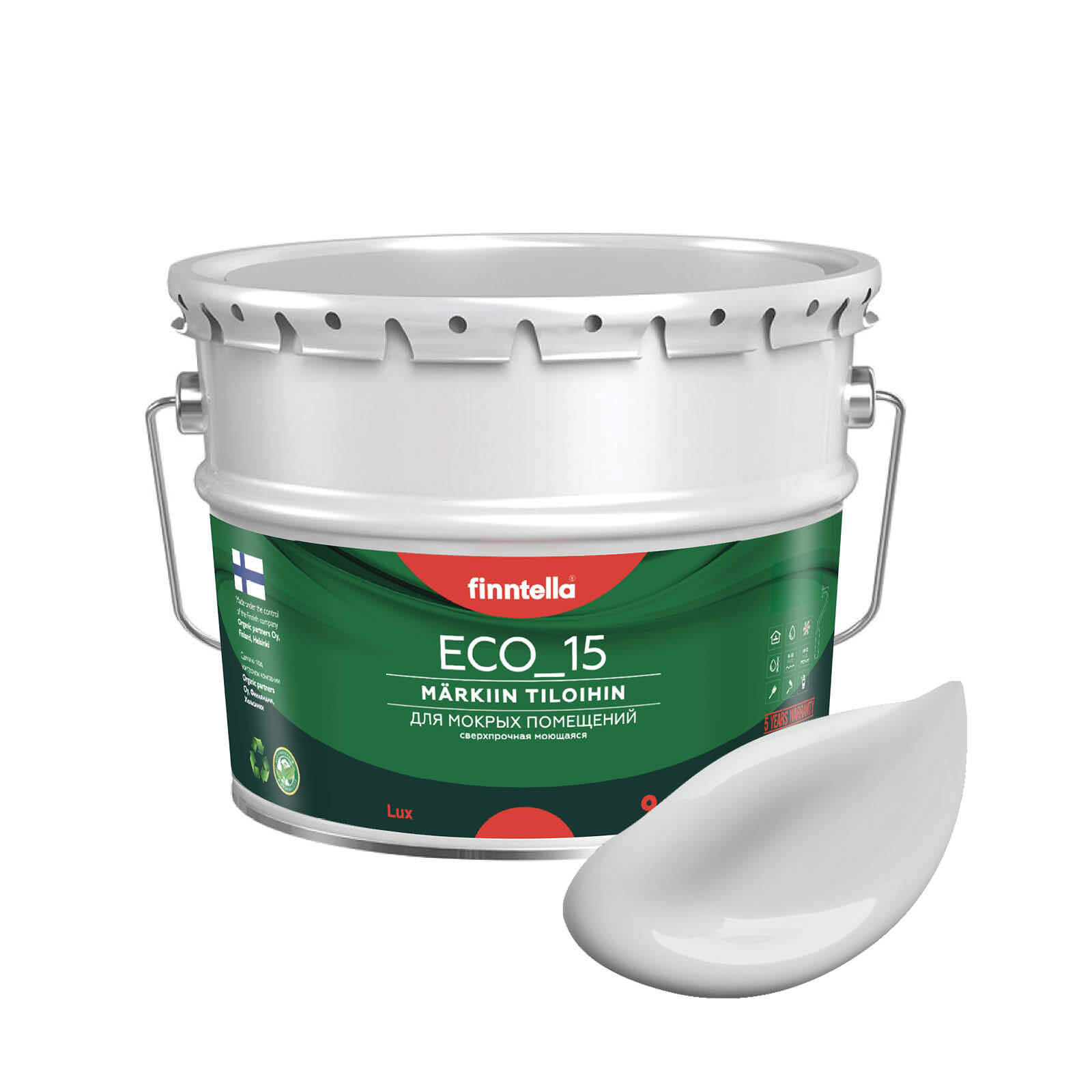 

Специализированная краска для кухонь и ванных комнат FINNTELLA ECO_15 с полиуретаном, моющ, Серый, интерьерная ECO_15 гладкая для ванных комнат и кухни
