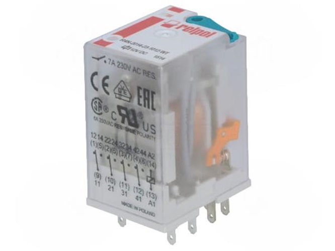 

Реле RELPOL R4N-2014-23-1012-WT 4PDT, Uобмотки 12ВDC, 6A/250ВAC, 6A/24ВDC, IP40, R4N-2014-23-1012-WT