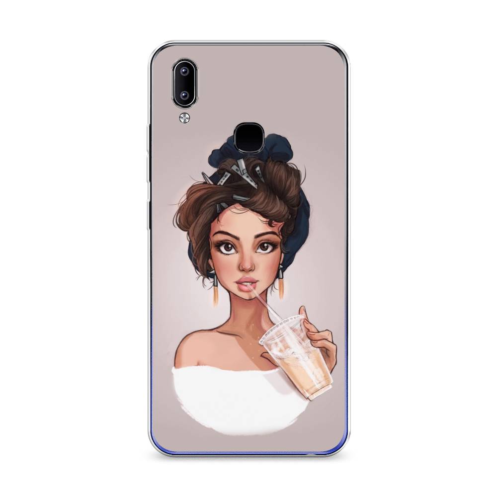 

Чехол на Vivo Y93 "Девушка с фраппе", Серый, 263950-6