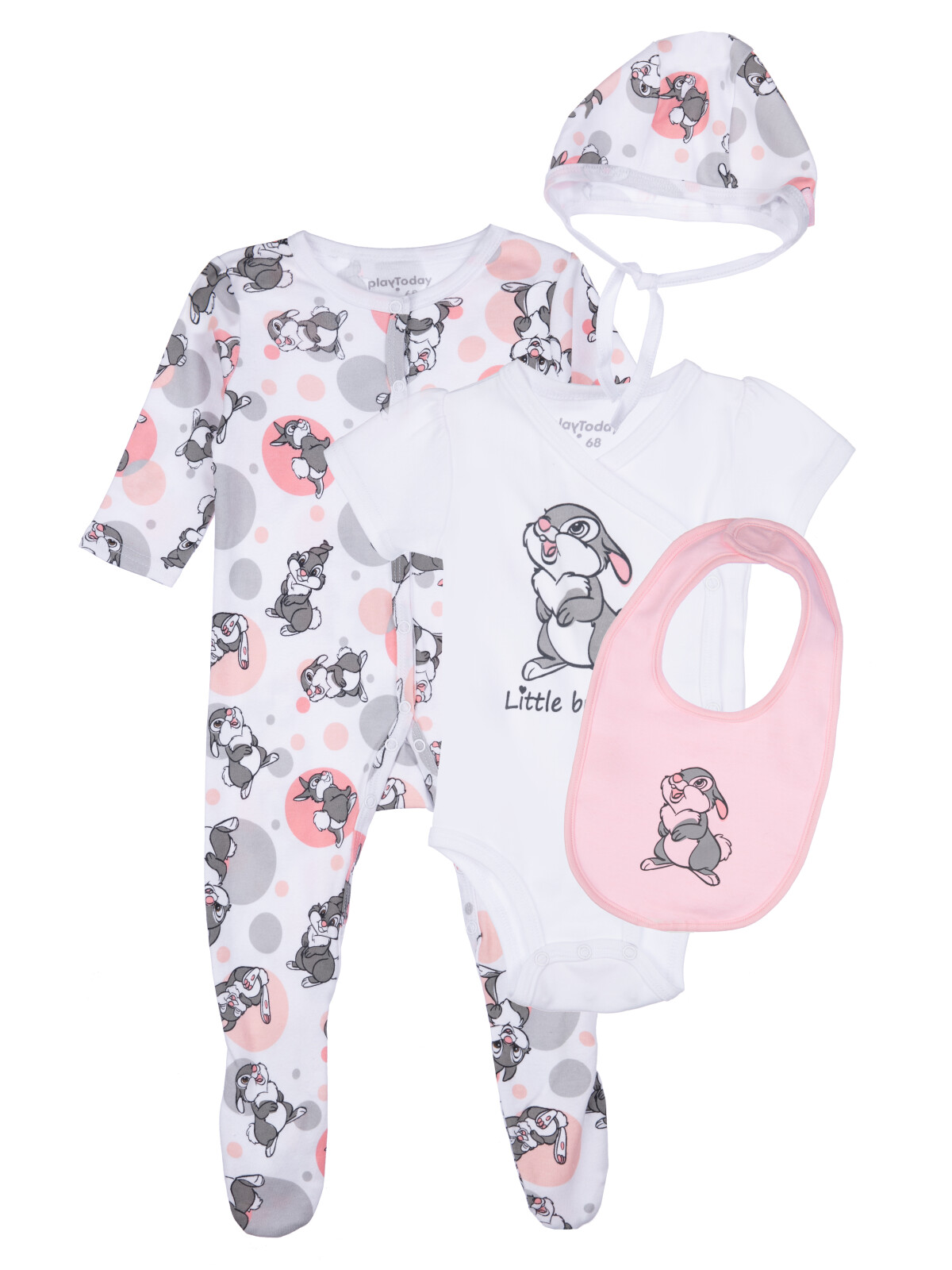 Комплект одежды PlayToday 12349054, цвет белый, светло-розовый, светло-серый, размер 56